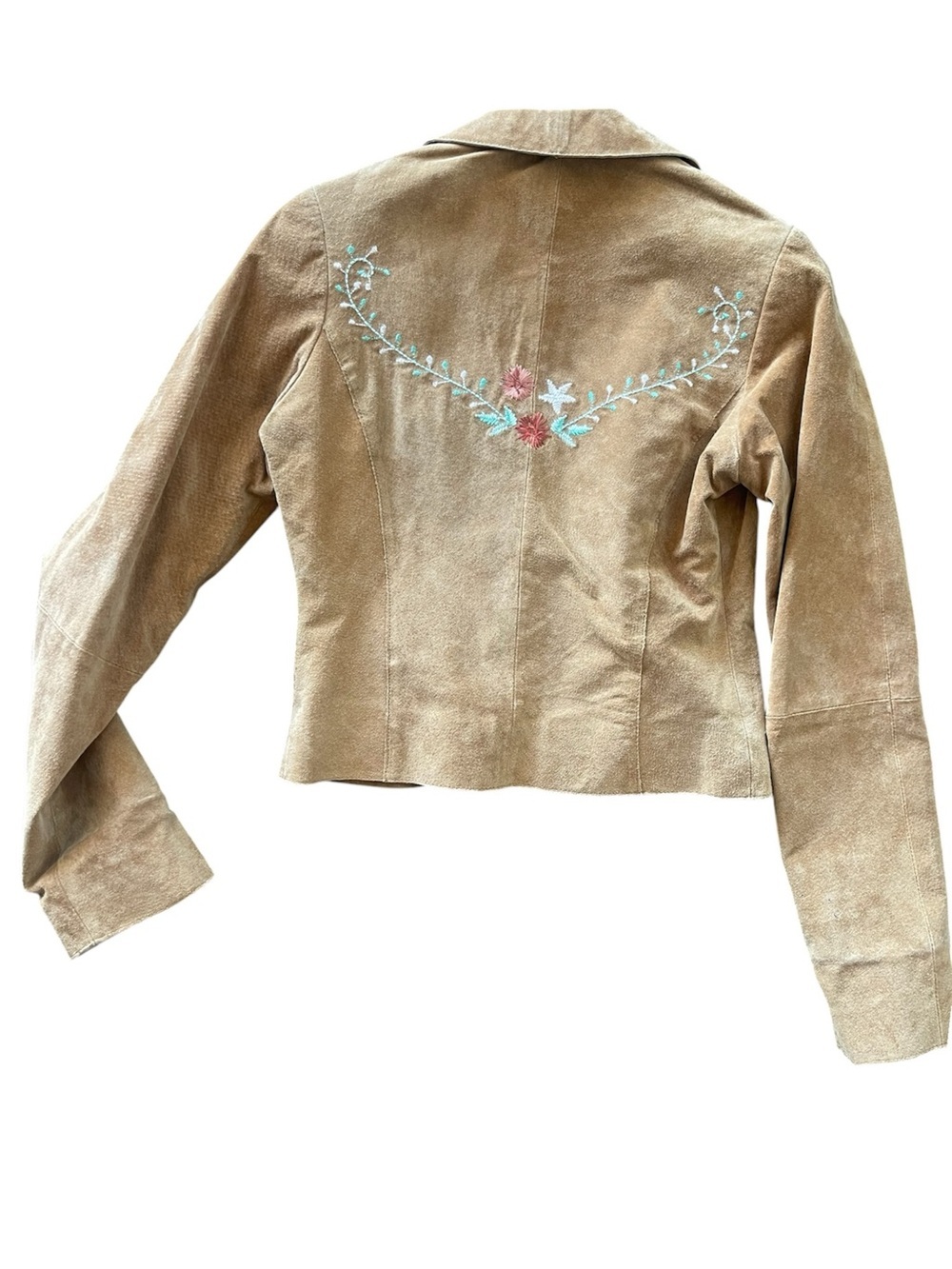 Guess Jeans | Western Embroidered Suede Hook and Eye Closure Cropped Jacket